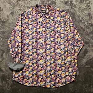 Cremieux Premium Denim Men's 2XT Purple Abstract Long Sleeve Button Down
